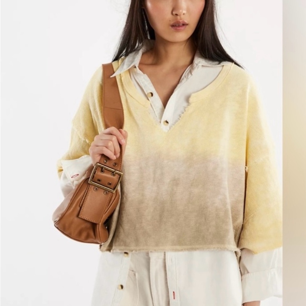 Free People/We The Free Yellow After Midnight Tee, NWOT, Women's Size Large